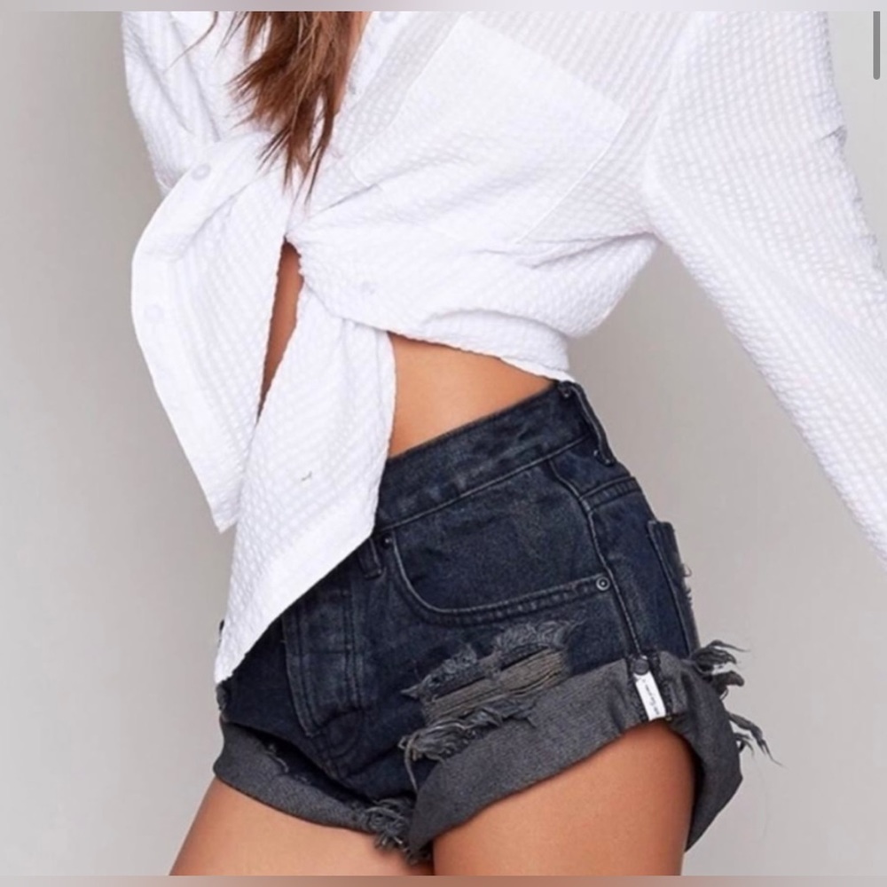 One by One Teaspoon Black Distressed Bandits Shorts